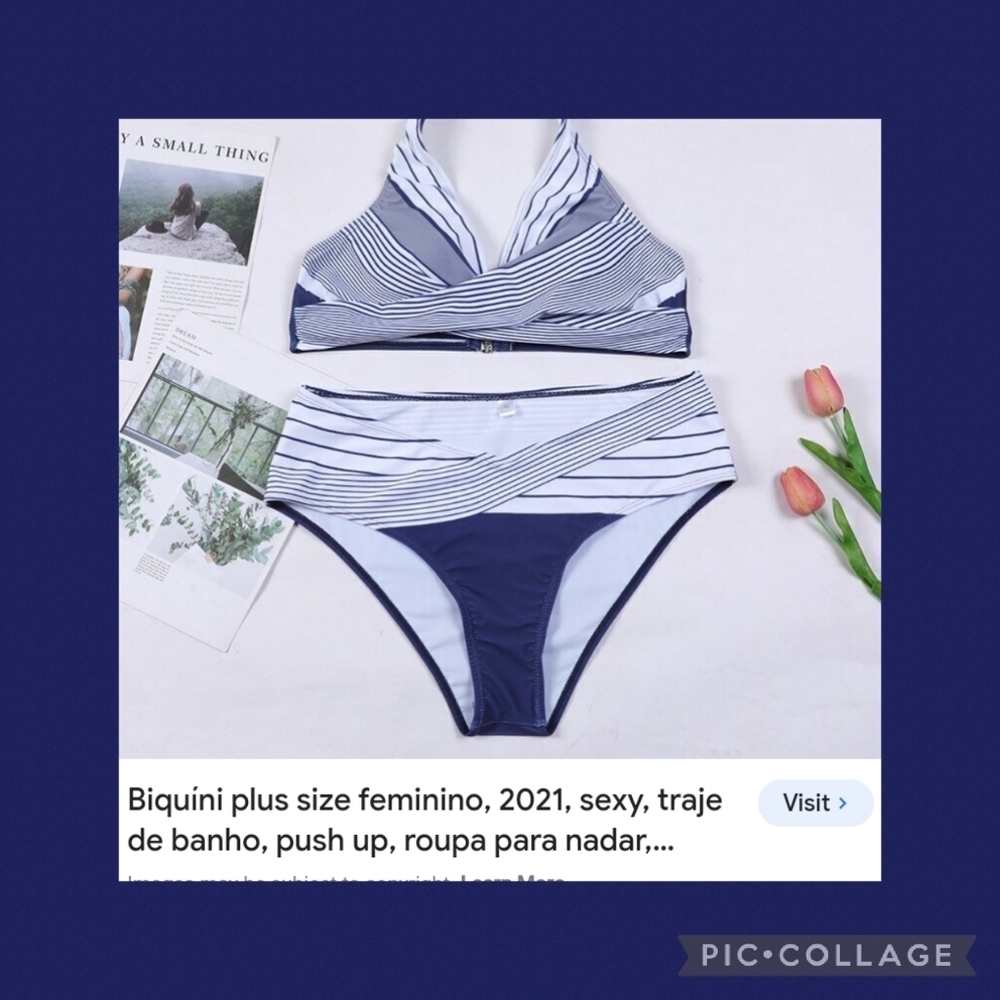 Blue and White two pieces swimsuit.32